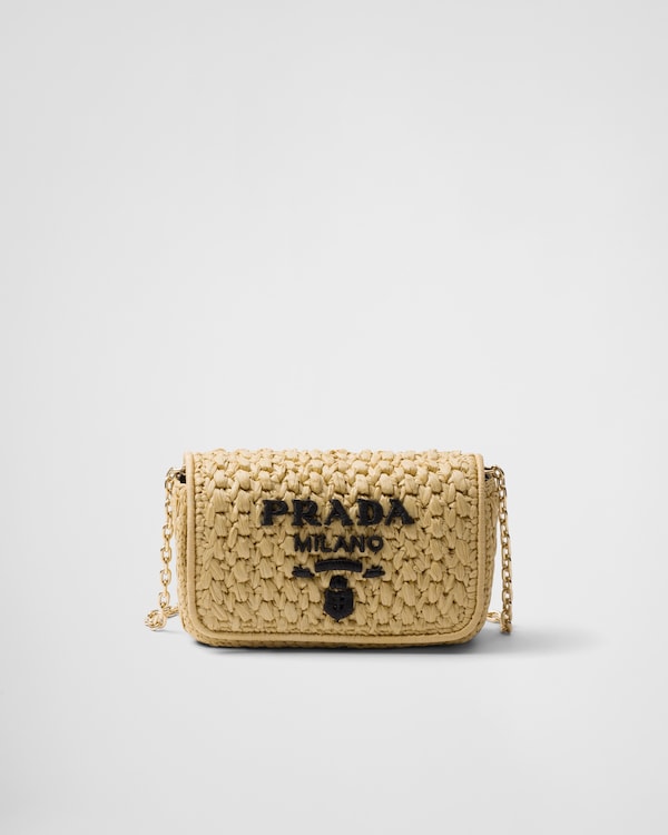 Tan/Black Crochet and leather shoulder bag | PRADA