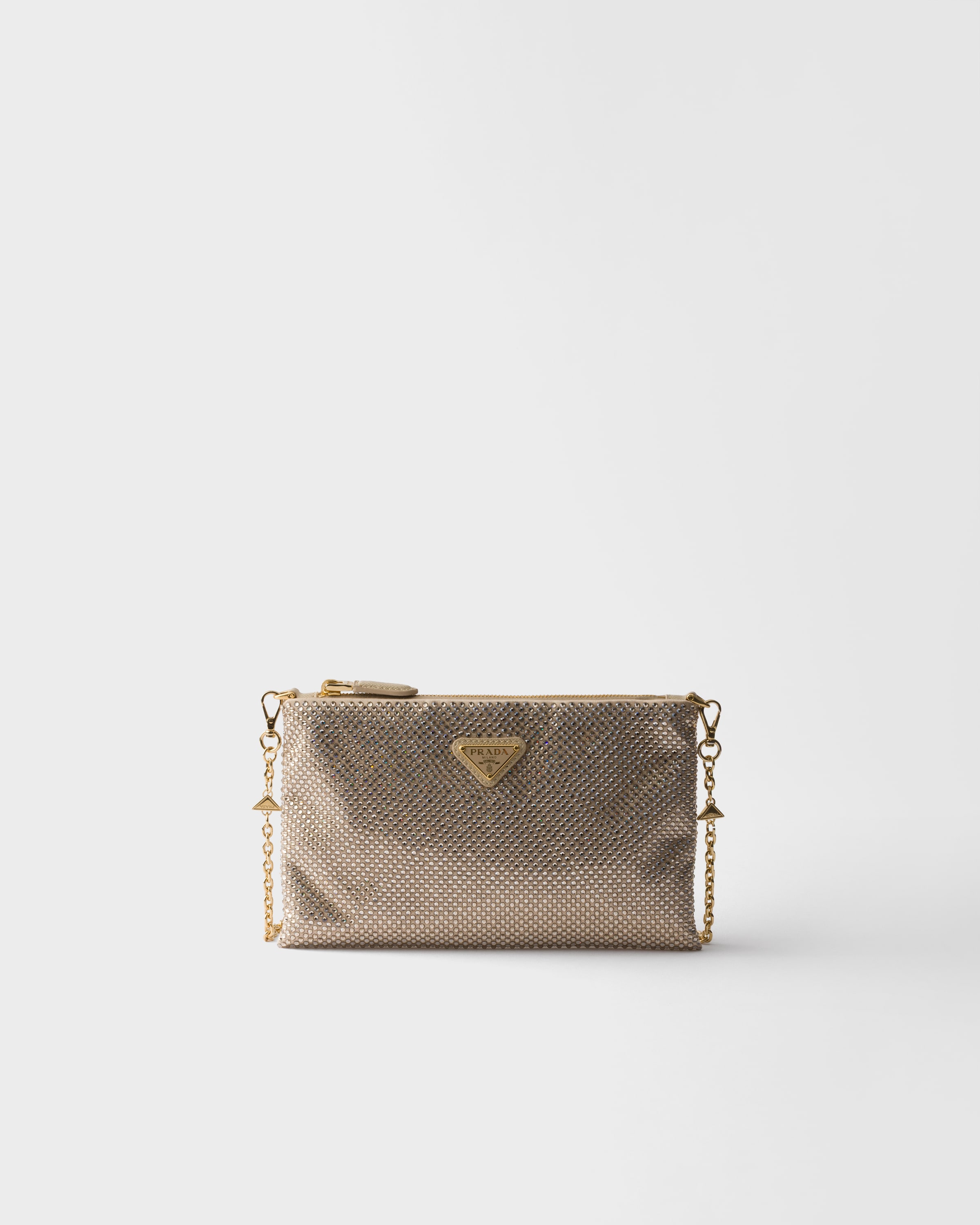 Sand Beige Mini Crystal-studded Bag With Shoulder Strap | PRADA