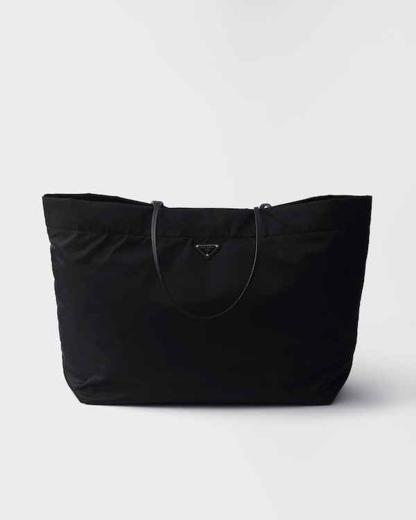 ブラック ラージ Re-nylon Xサフィアーノレザー トートバッグ | PRADA