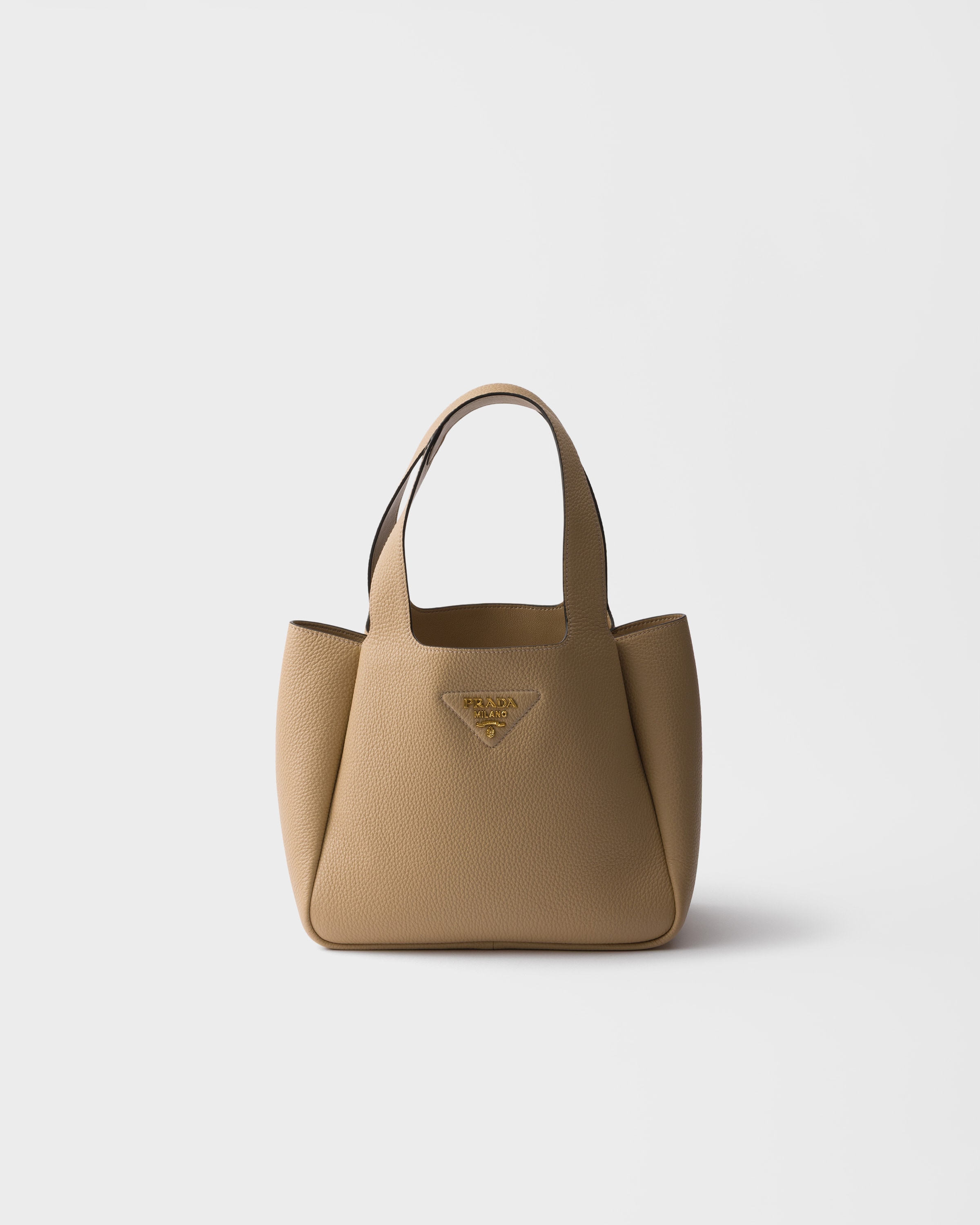Prada Liaison Small Leather Tote Bag, Woman, Beige Sable