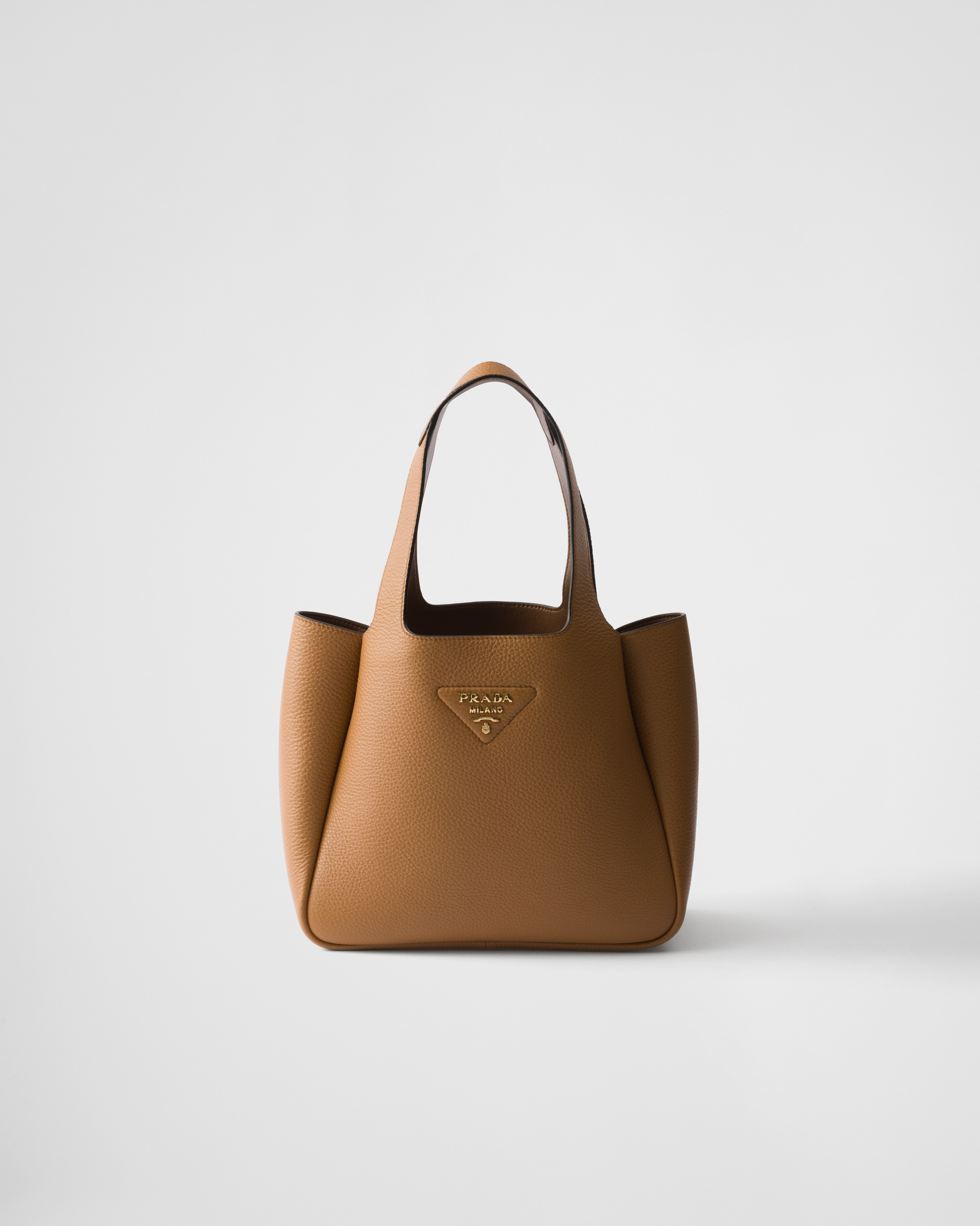 Prada Liaison Small Leather Tote Bag, Woman, Caramel
