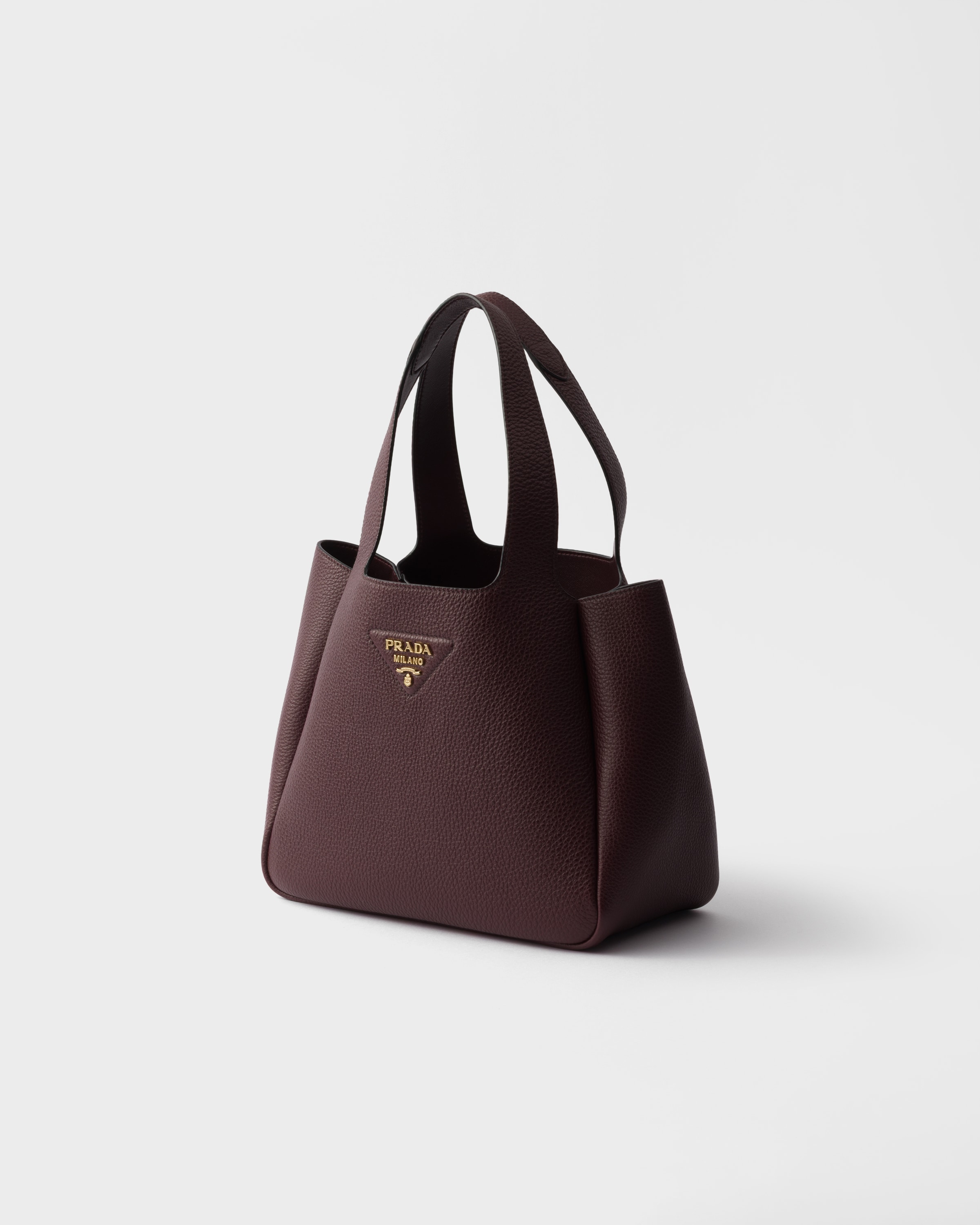 バーガンディ スモール レザー トートバッグ | PRADA