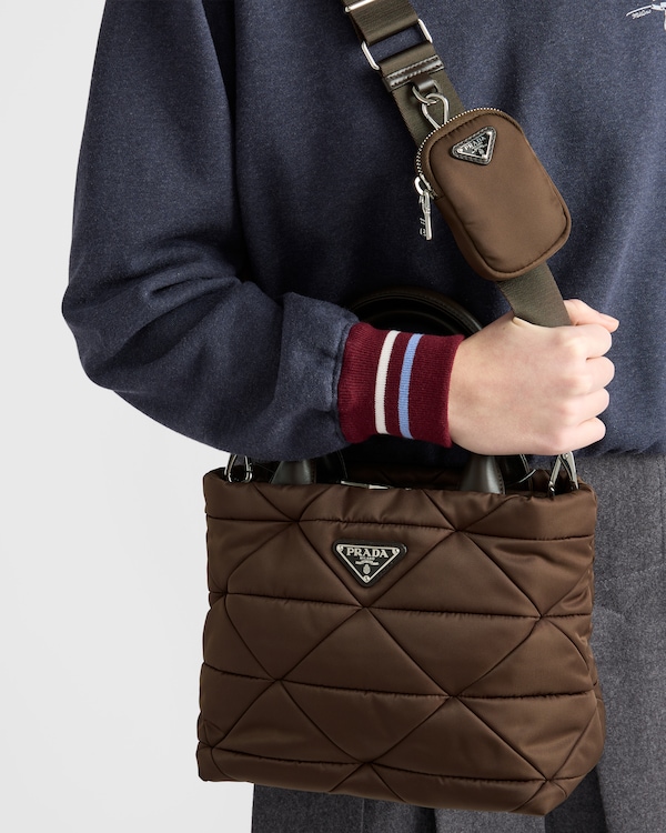 Small padded Re-Nylon tote - Sienna Small padded Re-Nylon tote - Sienna