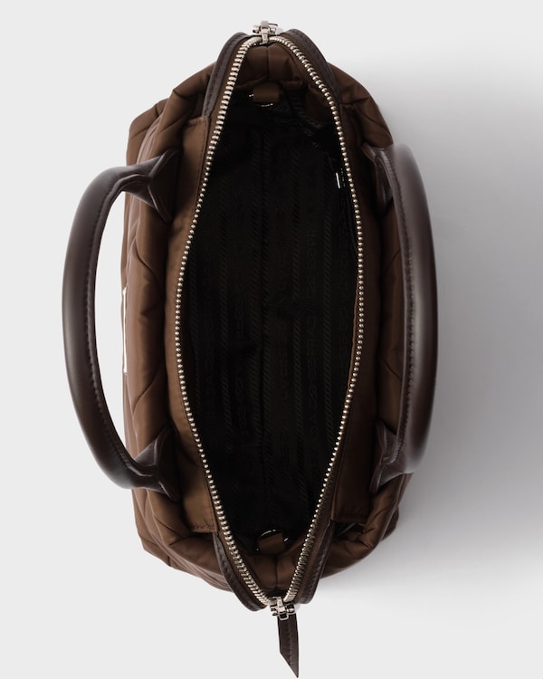 Small padded Re-Nylon tote - Sienna Small padded Re-Nylon tote - Sienna