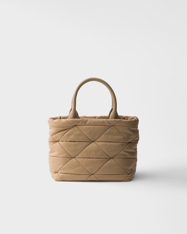 スモール パデッド Re-Nylon トートバッグ - キャメルブラウン スモール パデッド Re-Nylon トートバッグ - キャメルブラウン