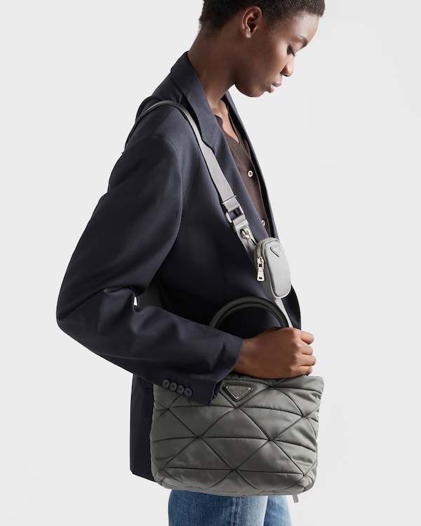 Small padded Re-Nylon tote - Mercury Gray Small padded Re-Nylon tote - Mercury Gray
