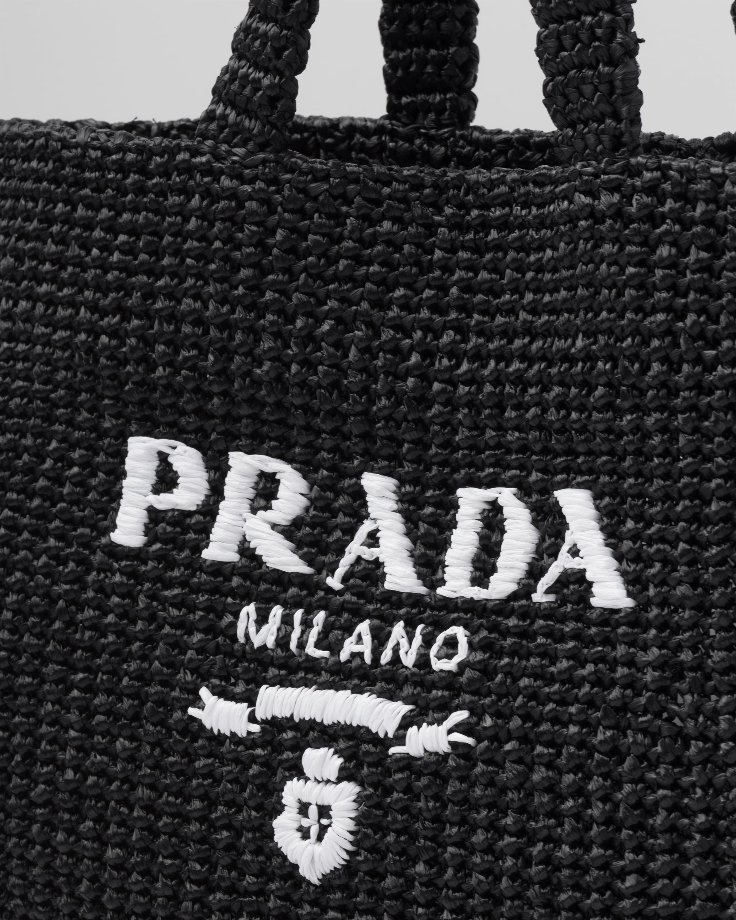 Prada Crochet Tote Bag with Black Logo