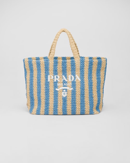 Tan / Light Blue Large crochet tote bag | Prada Tan / Light Blue Large crochet tote bag | Prada