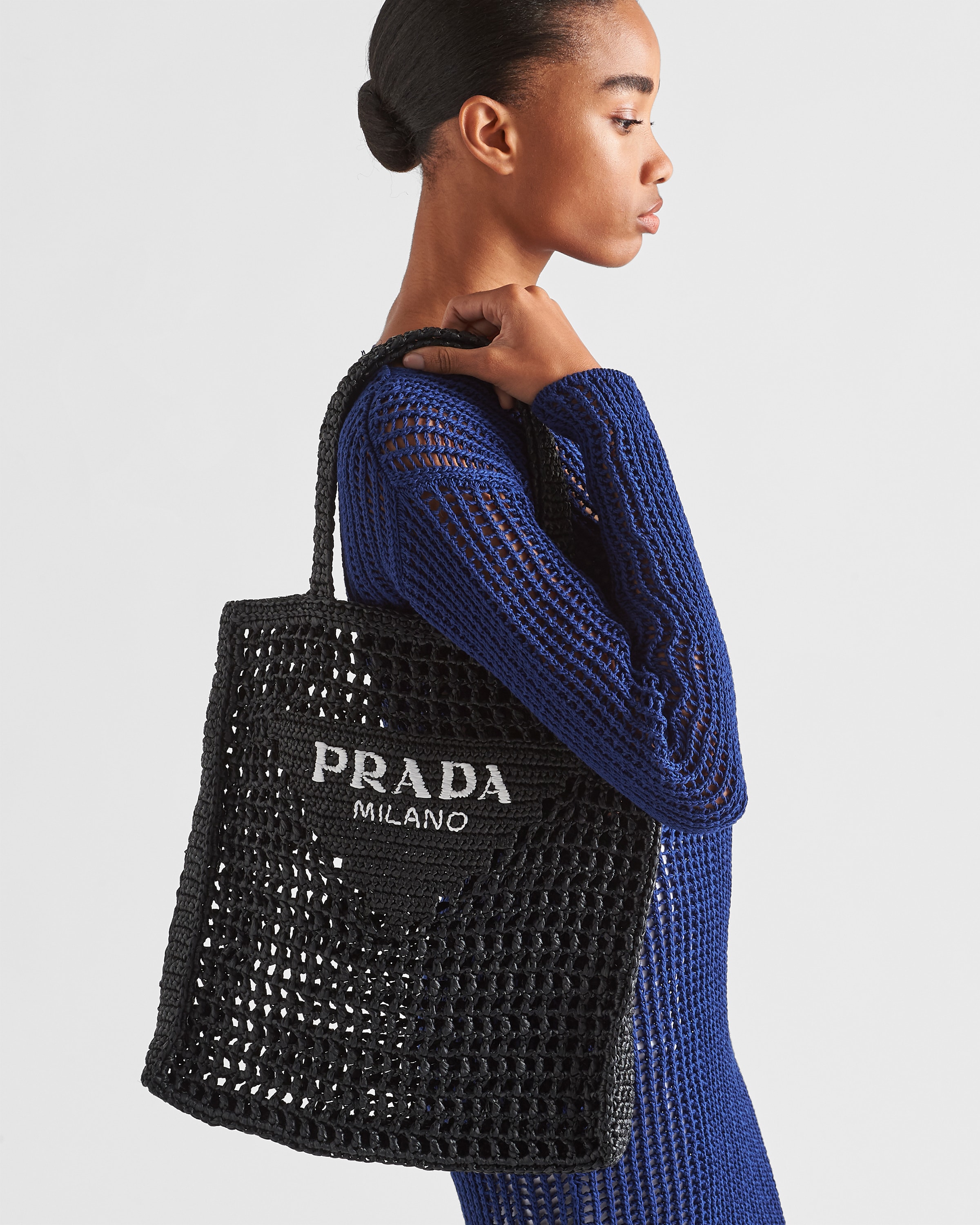 Bolso Tote De Croché Negro | PRADA Bolso Tote De Croché Negro | PRADA