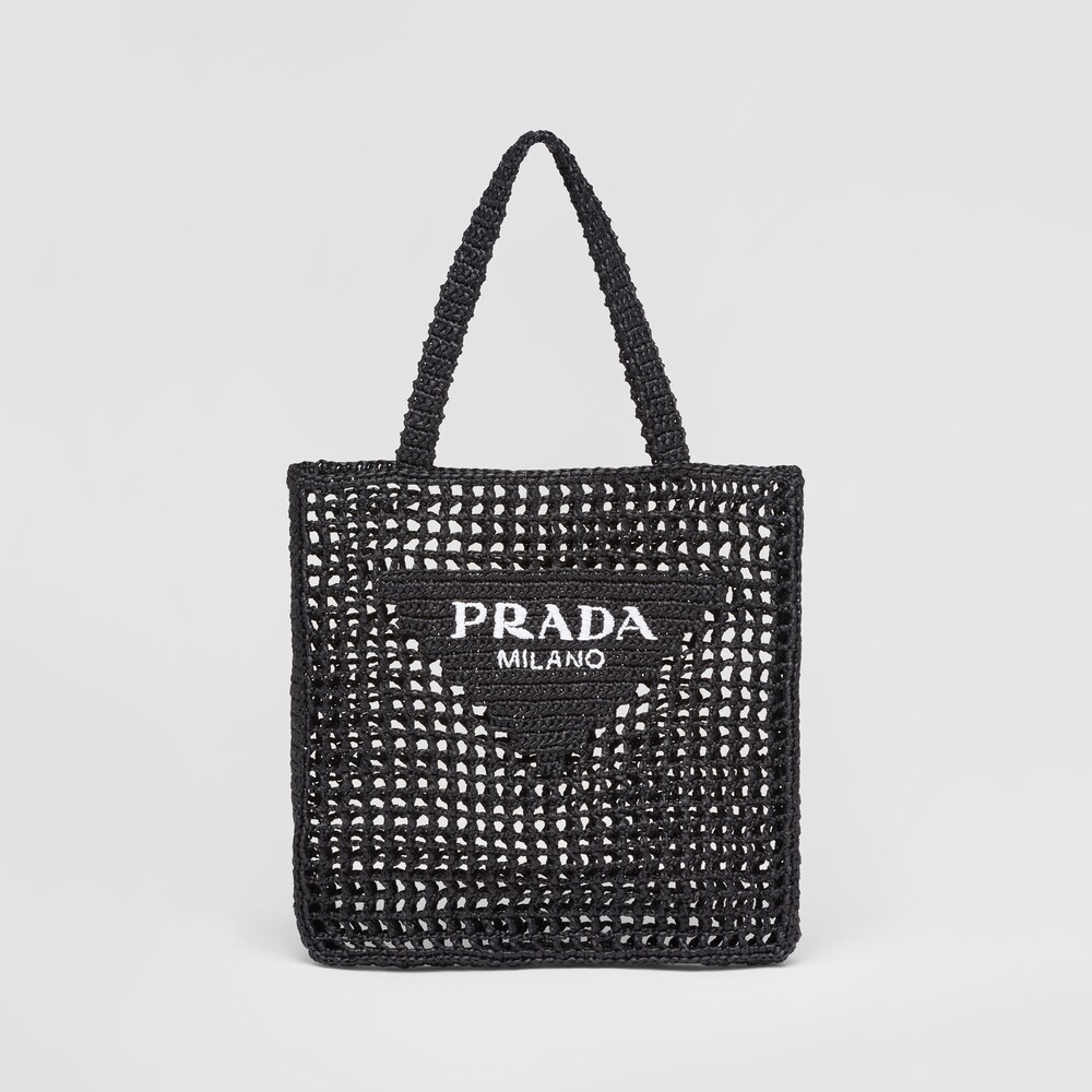 Black Raffia tote bag | Prada