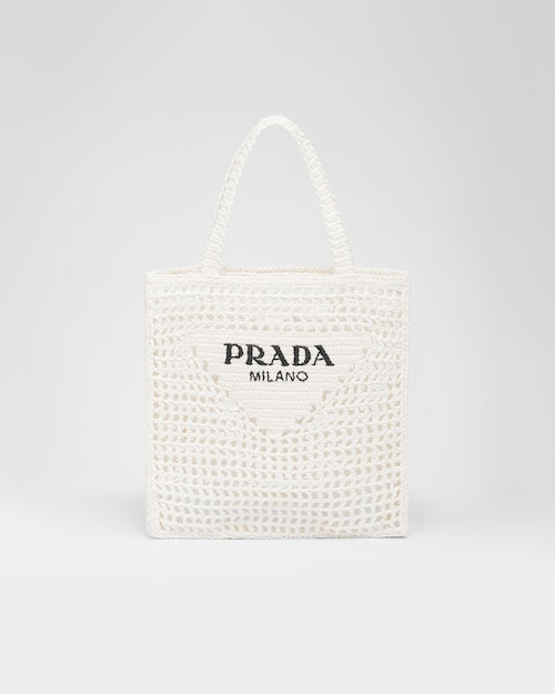 White Crochet tote bag | Prada