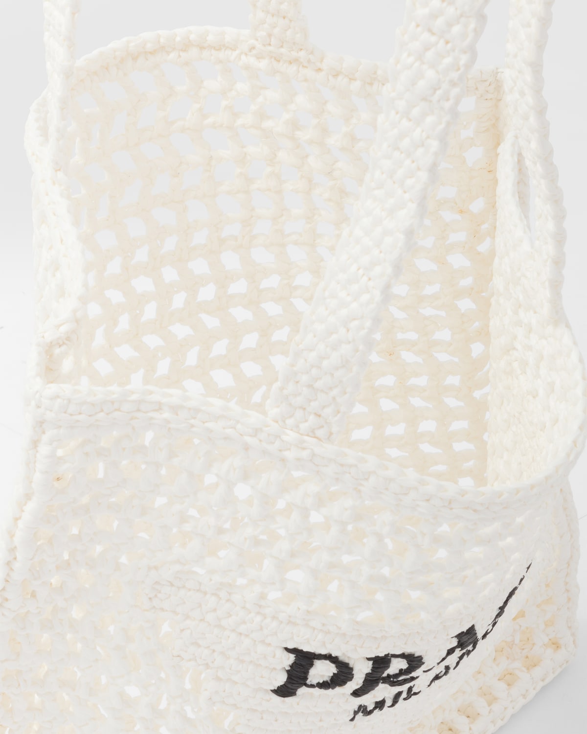 PRADA Crochet Logo Tote Bag 1BG424 beige