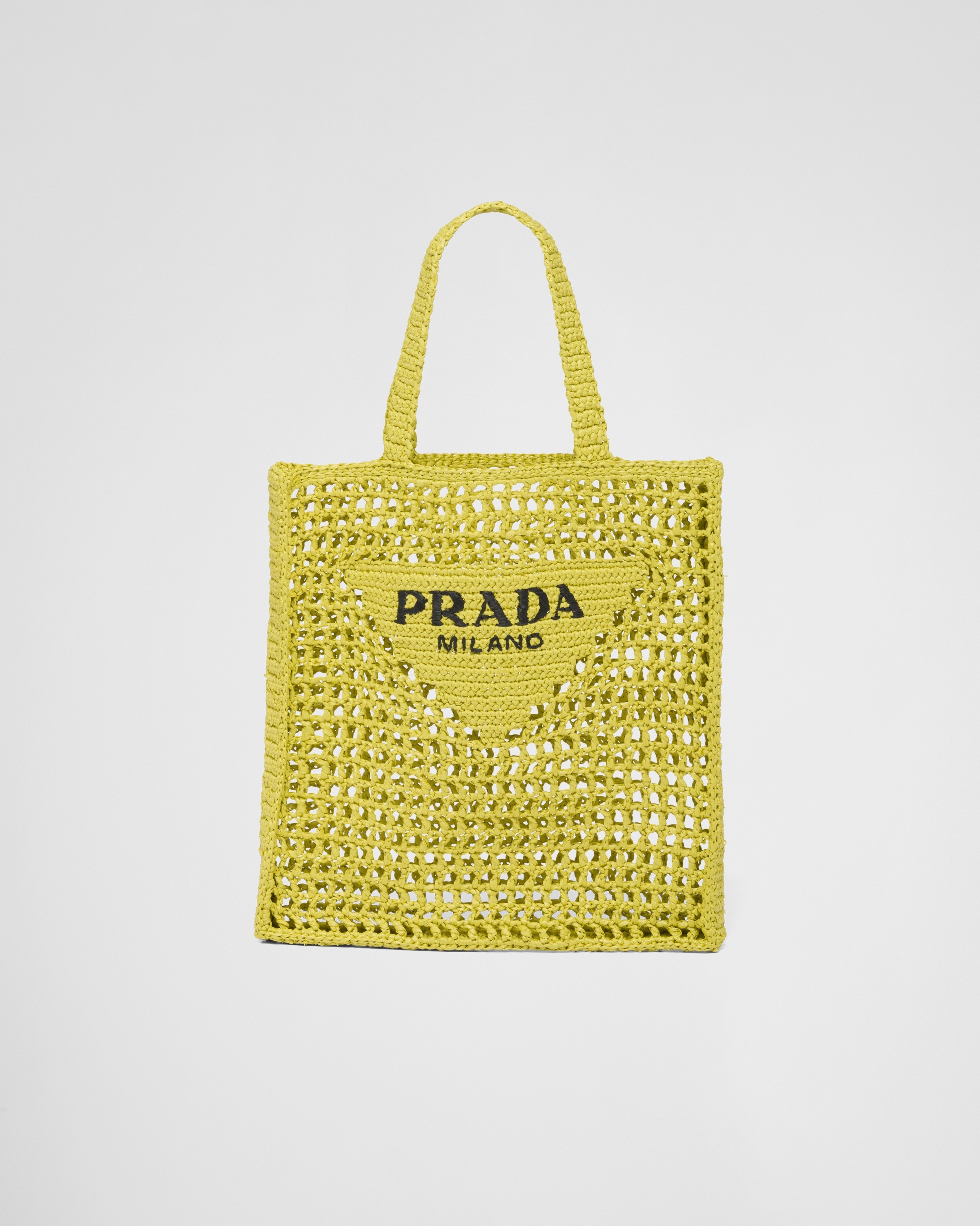 Citron Green Raffia tote bag | Prada