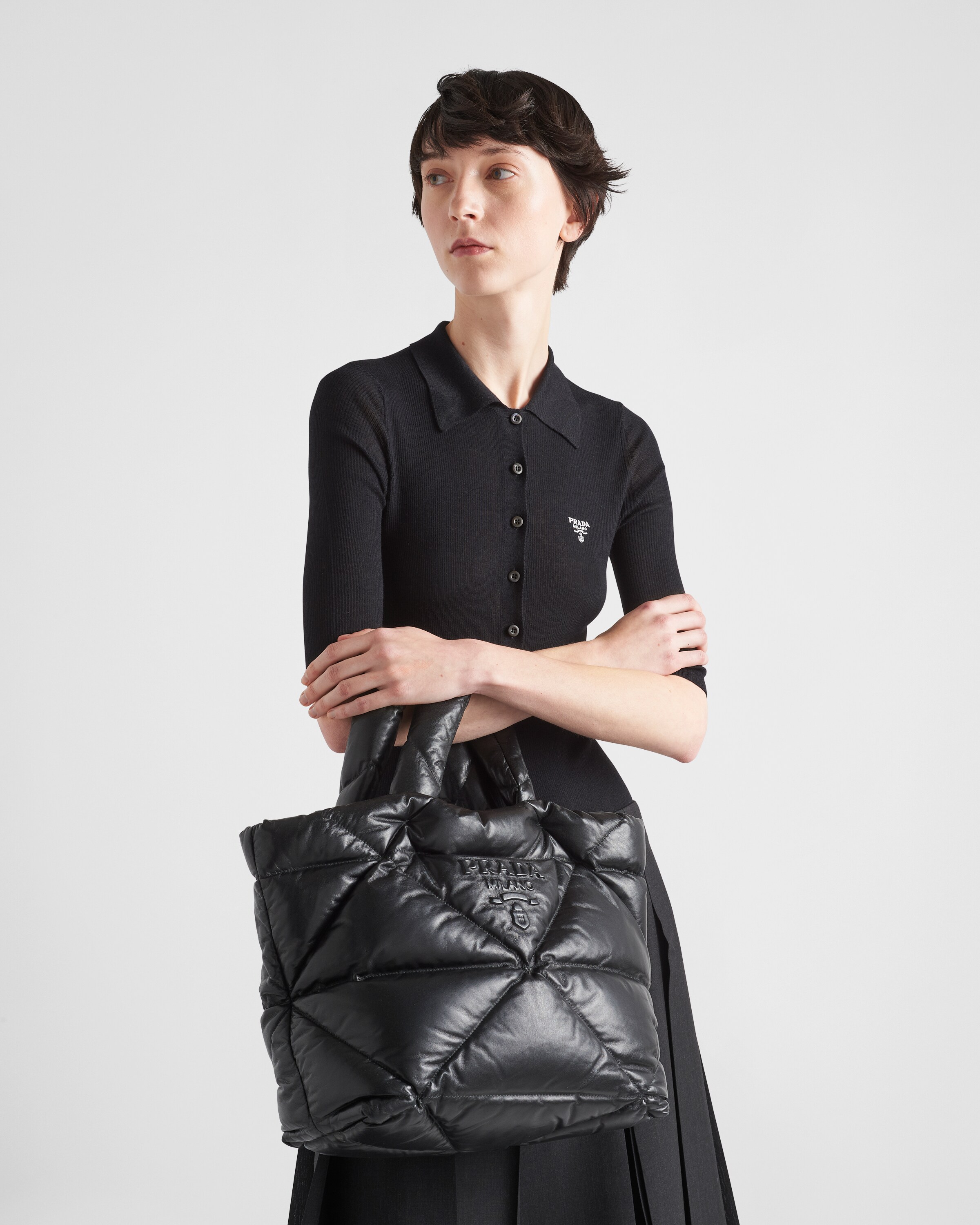 PRADA Black Padded Nappa Tote Bag