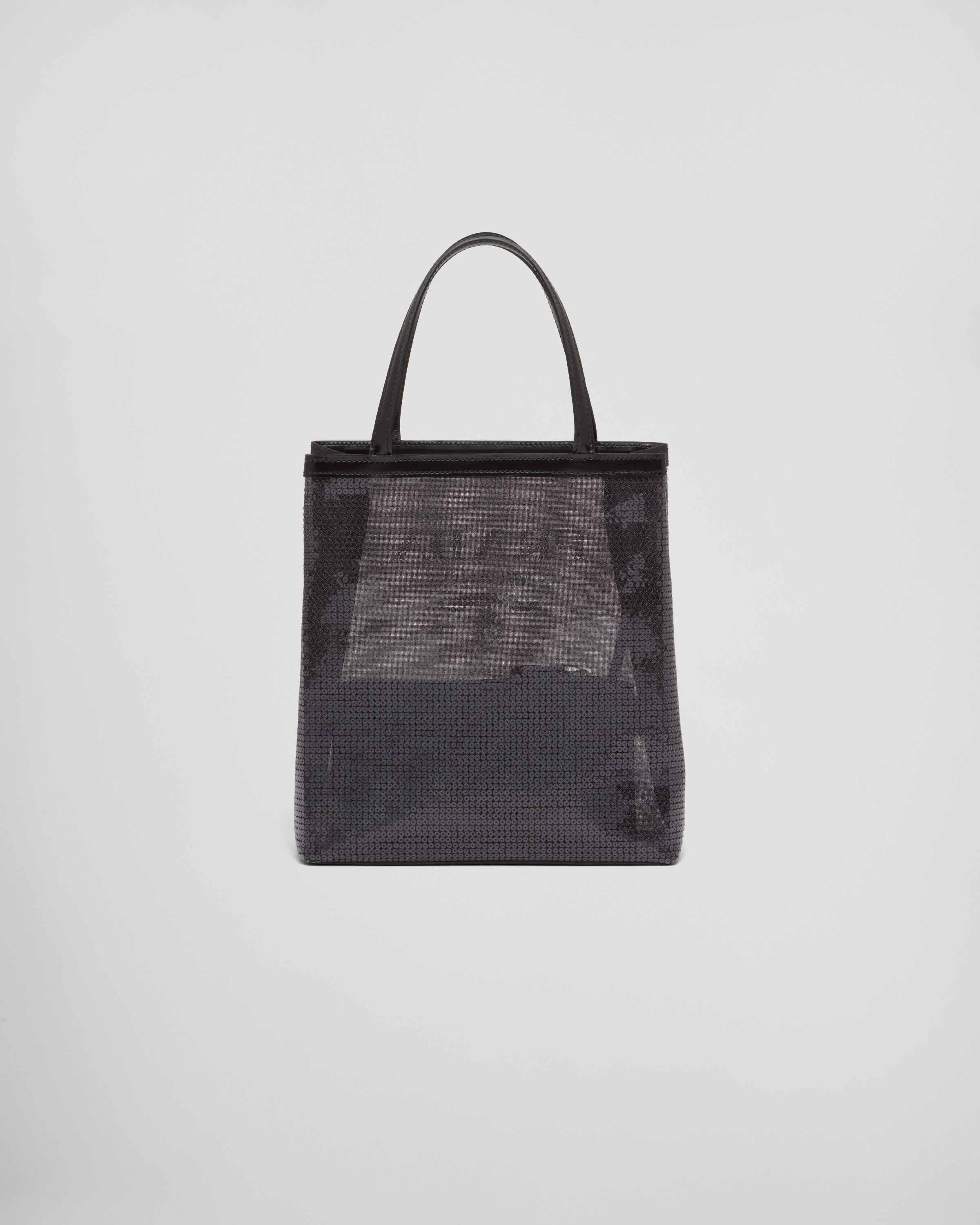 Black Small sequined mesh tote bag | Prada