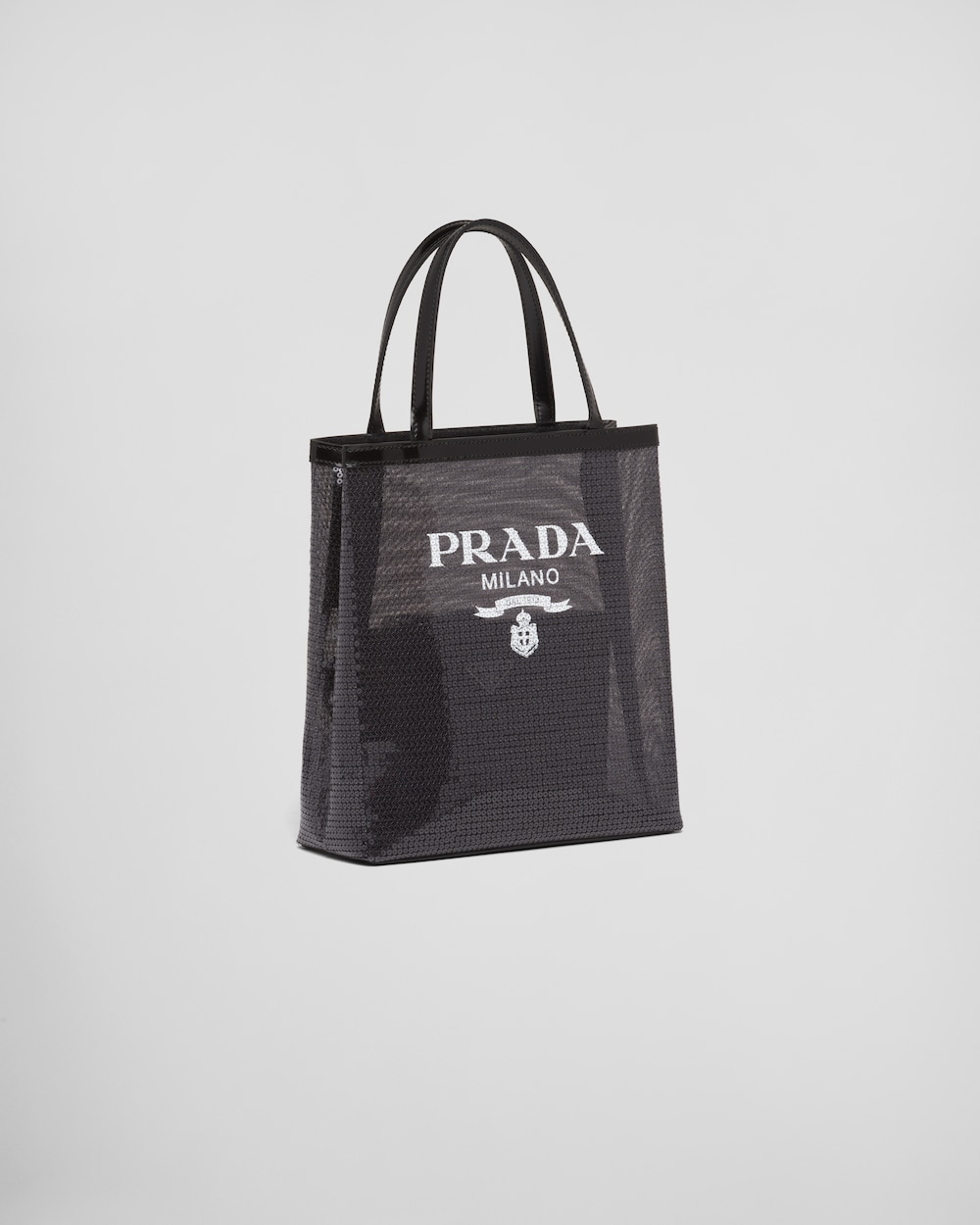 ブラック スモール スパンコール メッシュ トートバッグ Prada