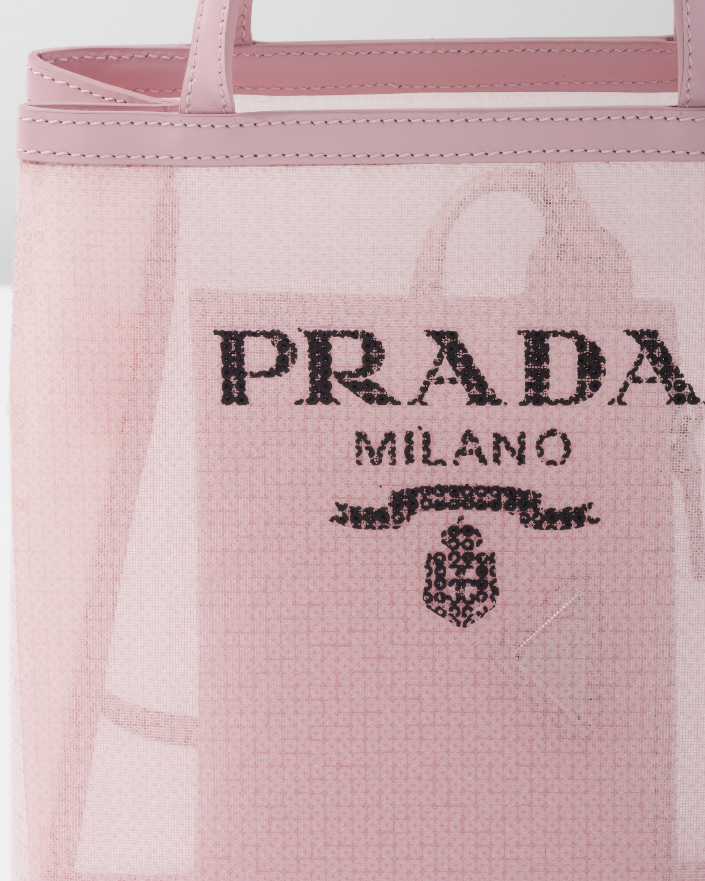 新品 PRADA ロゴ スモール スパンコール メッシュ トートバッグ