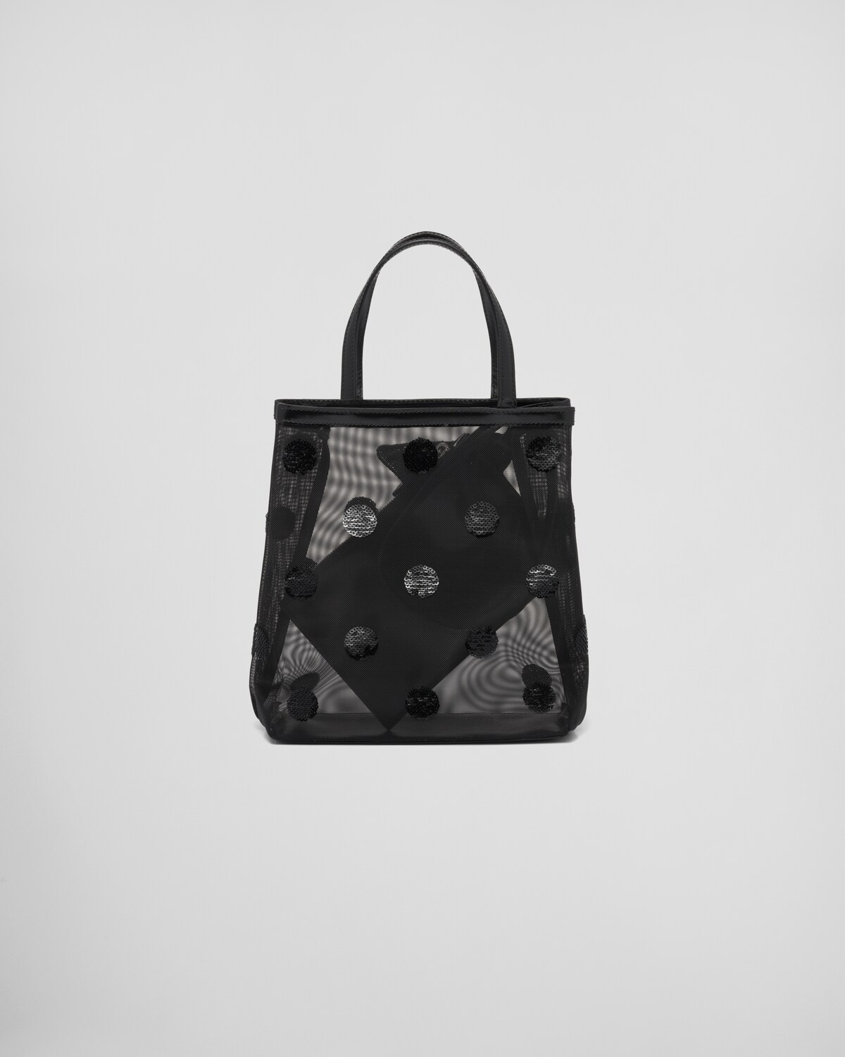 Black Small Polkadot Mesh Tote Bag PRADA