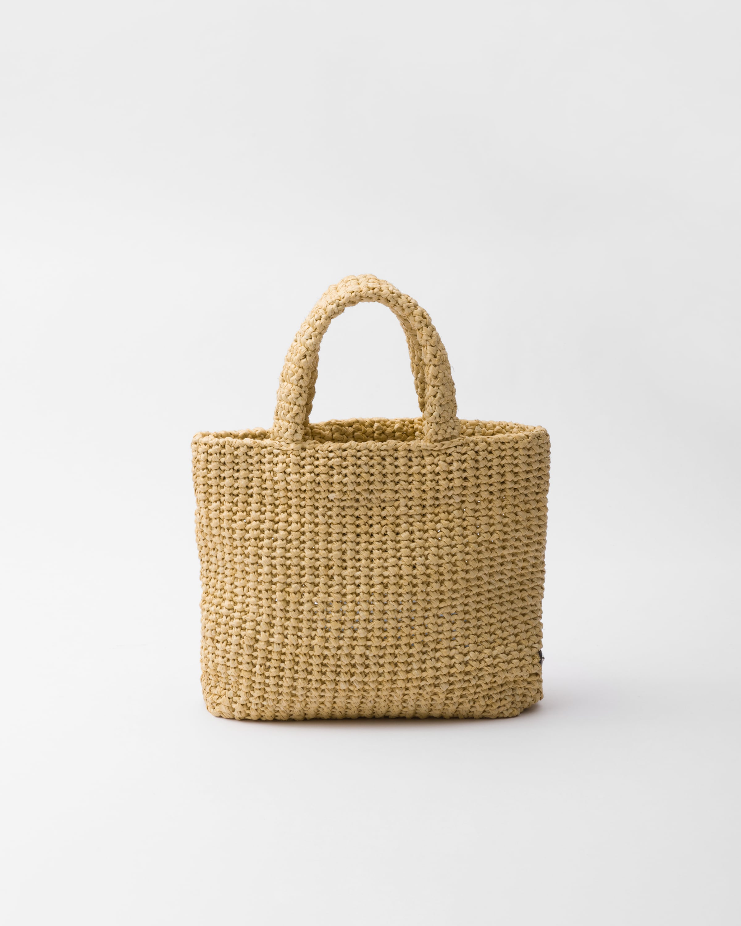 Shop Prada Small Crochet Tote Bag In Natural