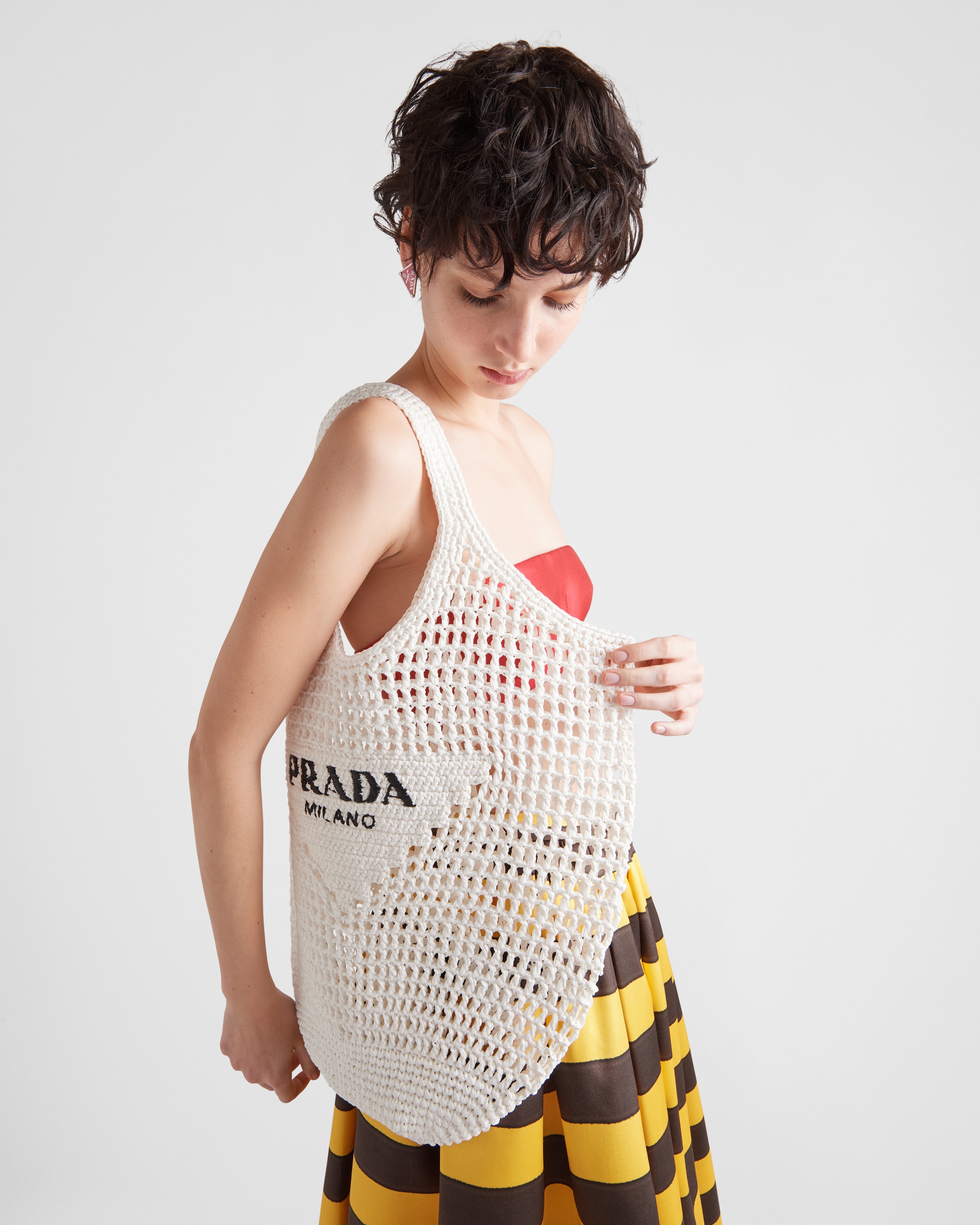 Prada white sales beach bag