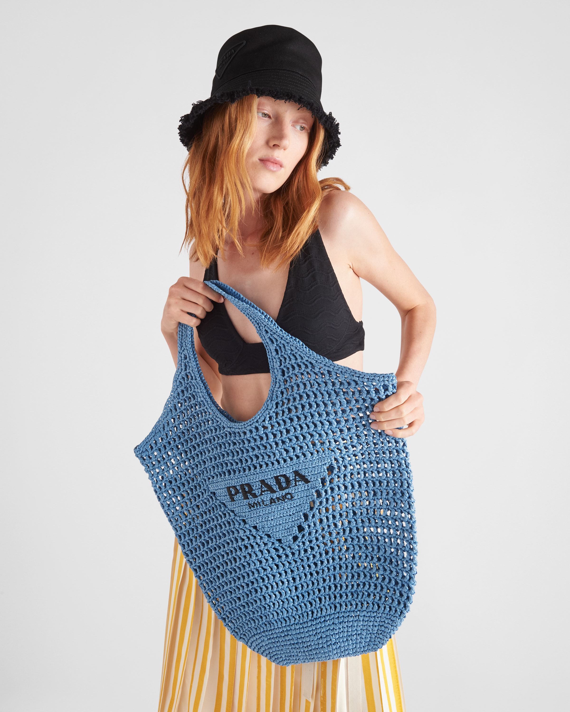 Light Blue Crochet tote bag Prada