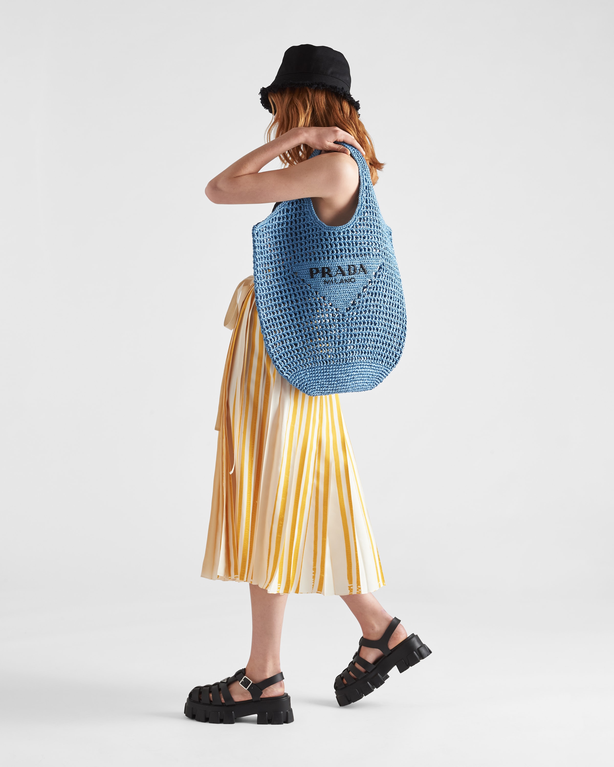 Light Blue Raffia tote bag Prada