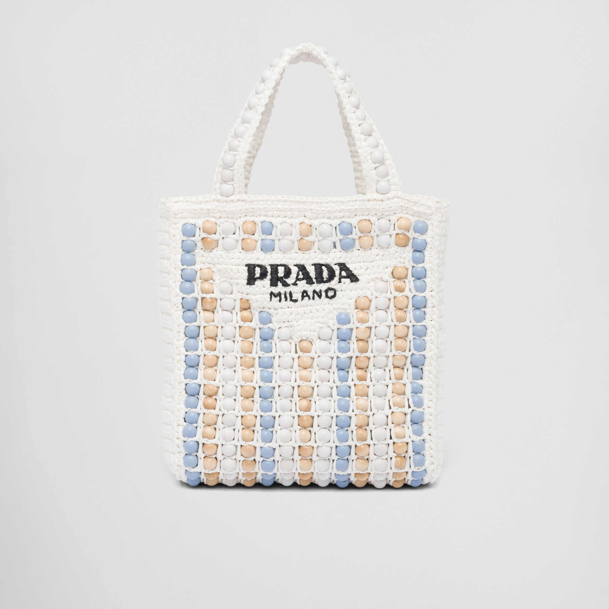 Prada Raffia-and-wood tote bag - White