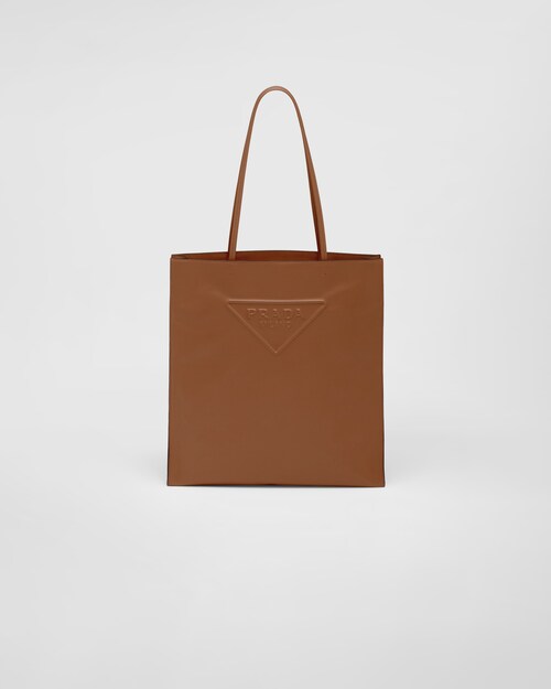 Cognac Leather tote bag Prada