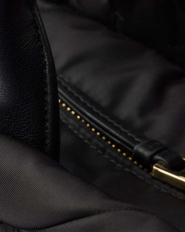 Medium padded Re-Nylon and leather tote bag Medium padded Re-Nylon and leather tote bag