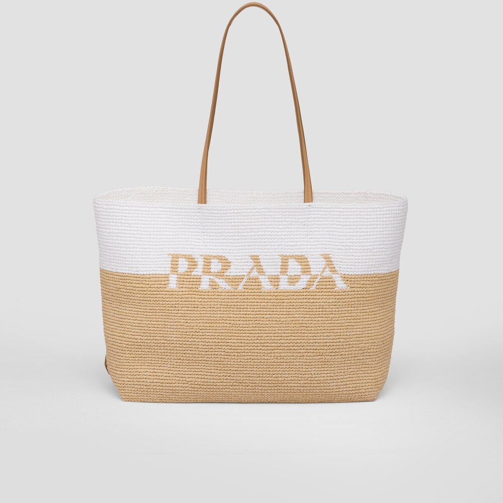 Prada Raffia and leather tote bag 1