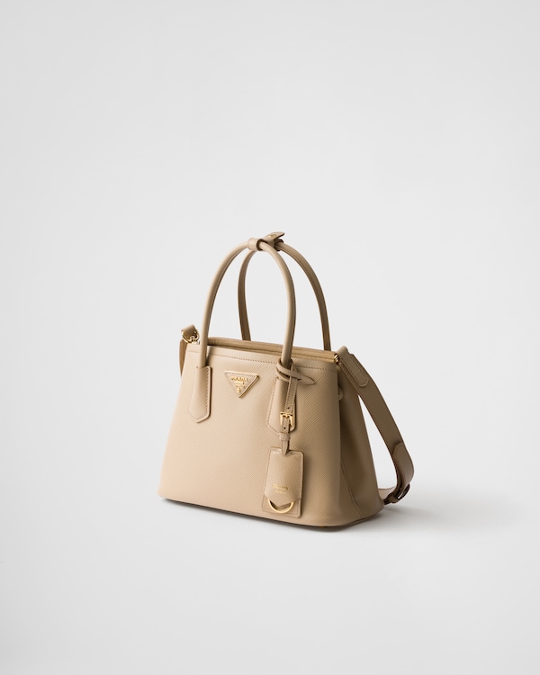 Kleine Prada Double Tasche aus Saffiano-Leder - Sandbeige Kleine Prada Double Tasche aus Saffiano-Leder - Sandbeige