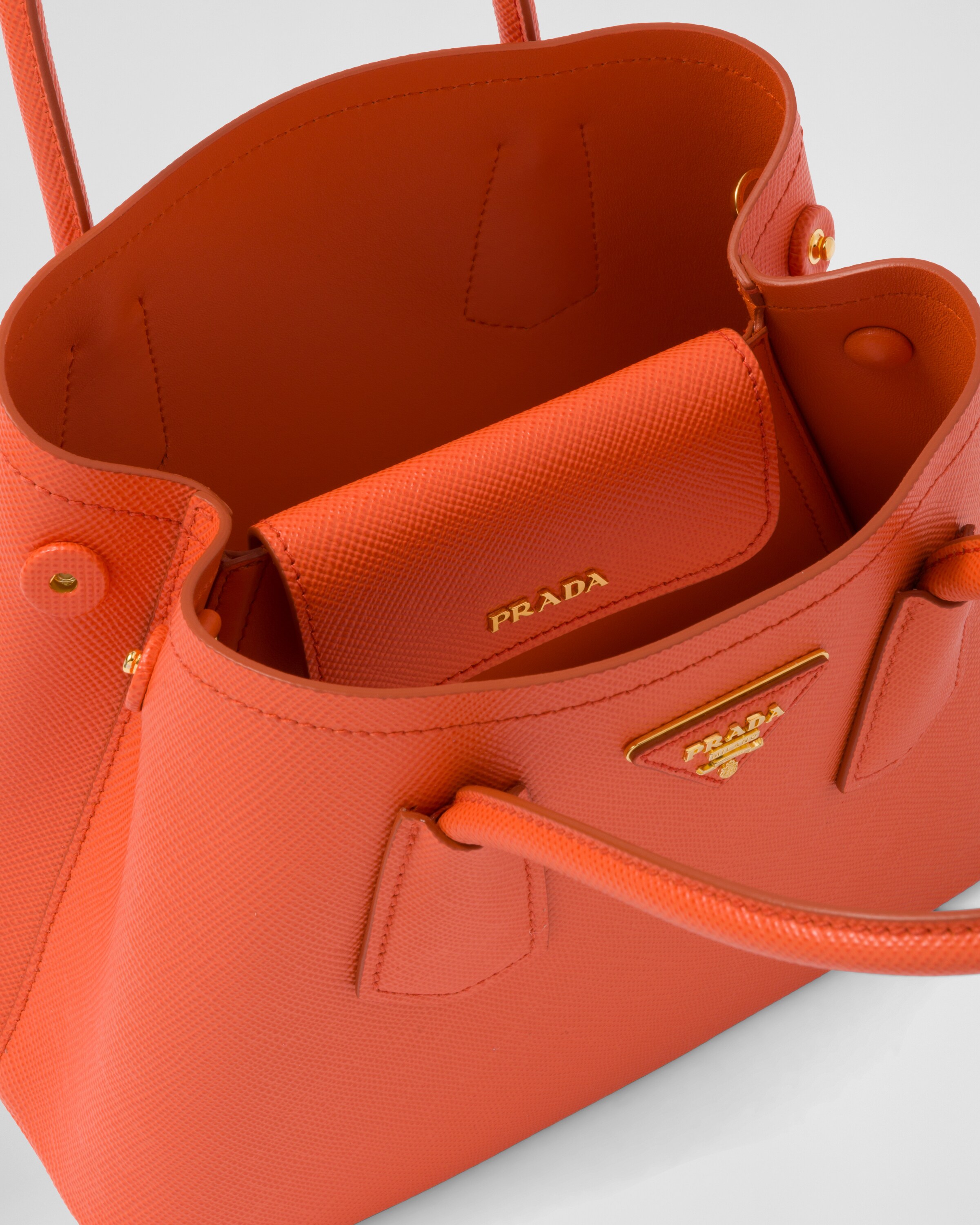 Orange Prada Double Saffiano leather mini bag | Prada