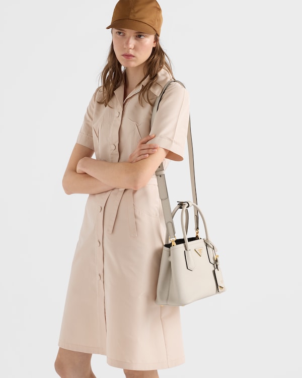 Prada Double small Saffiano leather bag - Chalk White/Black Prada Double small Saffiano leather bag - Chalk White/Black