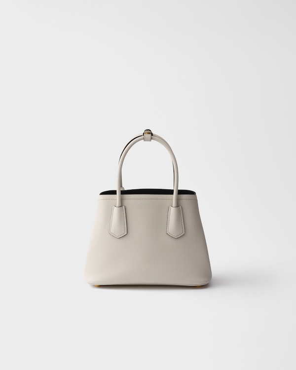 Prada Double small Saffiano leather bag - Chalk White/Black Prada Double small Saffiano leather bag - Chalk White/Black