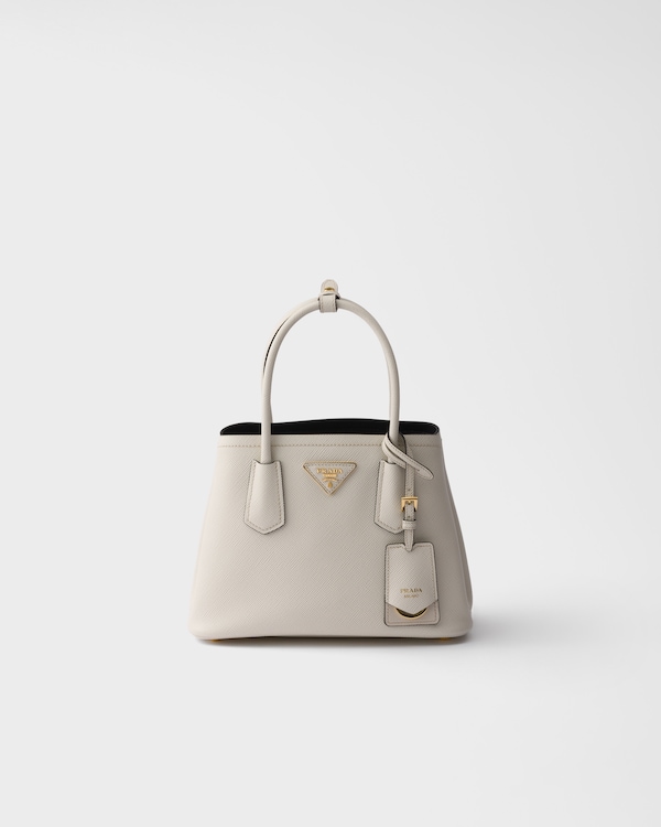 Prada Double small Saffiano leather bag - Chalk White/Black Prada Double small Saffiano leather bag - Chalk White/Black