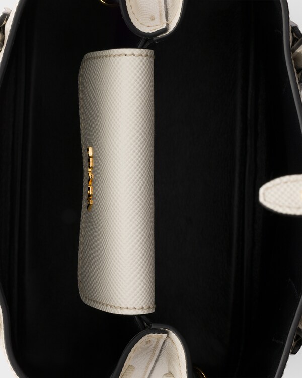Prada Double small Saffiano leather bag - Chalk White/Black Prada Double small Saffiano leather bag - Chalk White/Black