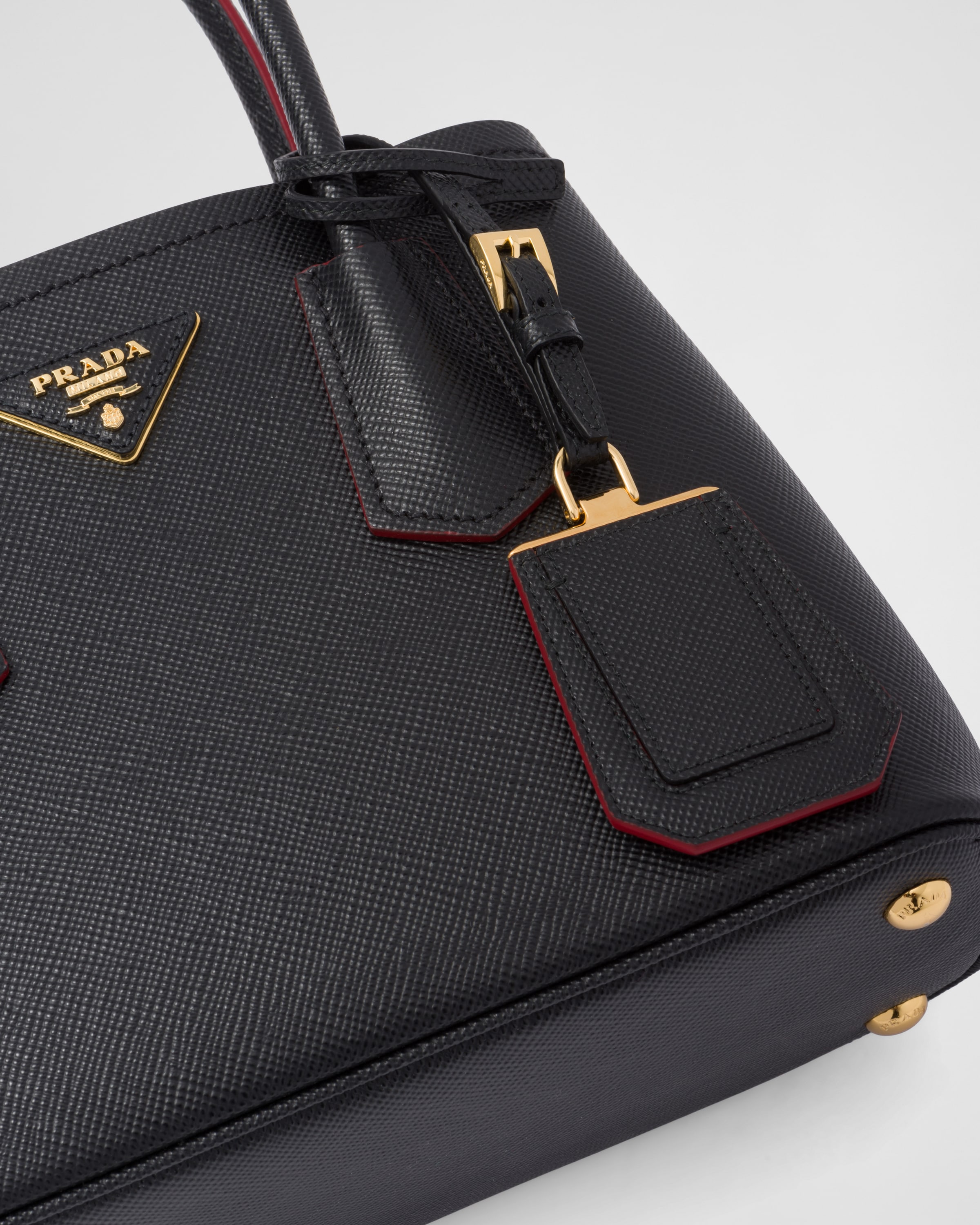 Black fiery Red Prada Double Saffiano Leather Mini Bag PRADA