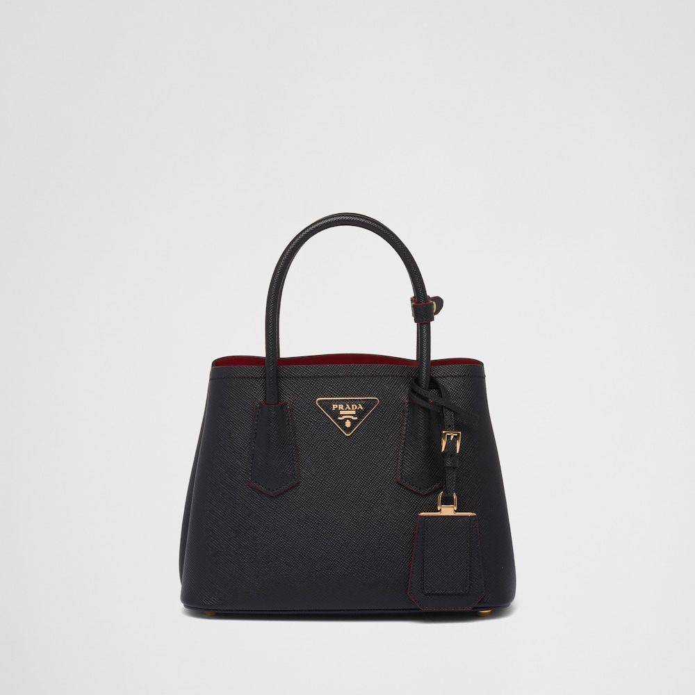 Black/fiery Red Prada Double Saffiano leather mini bag | Prada