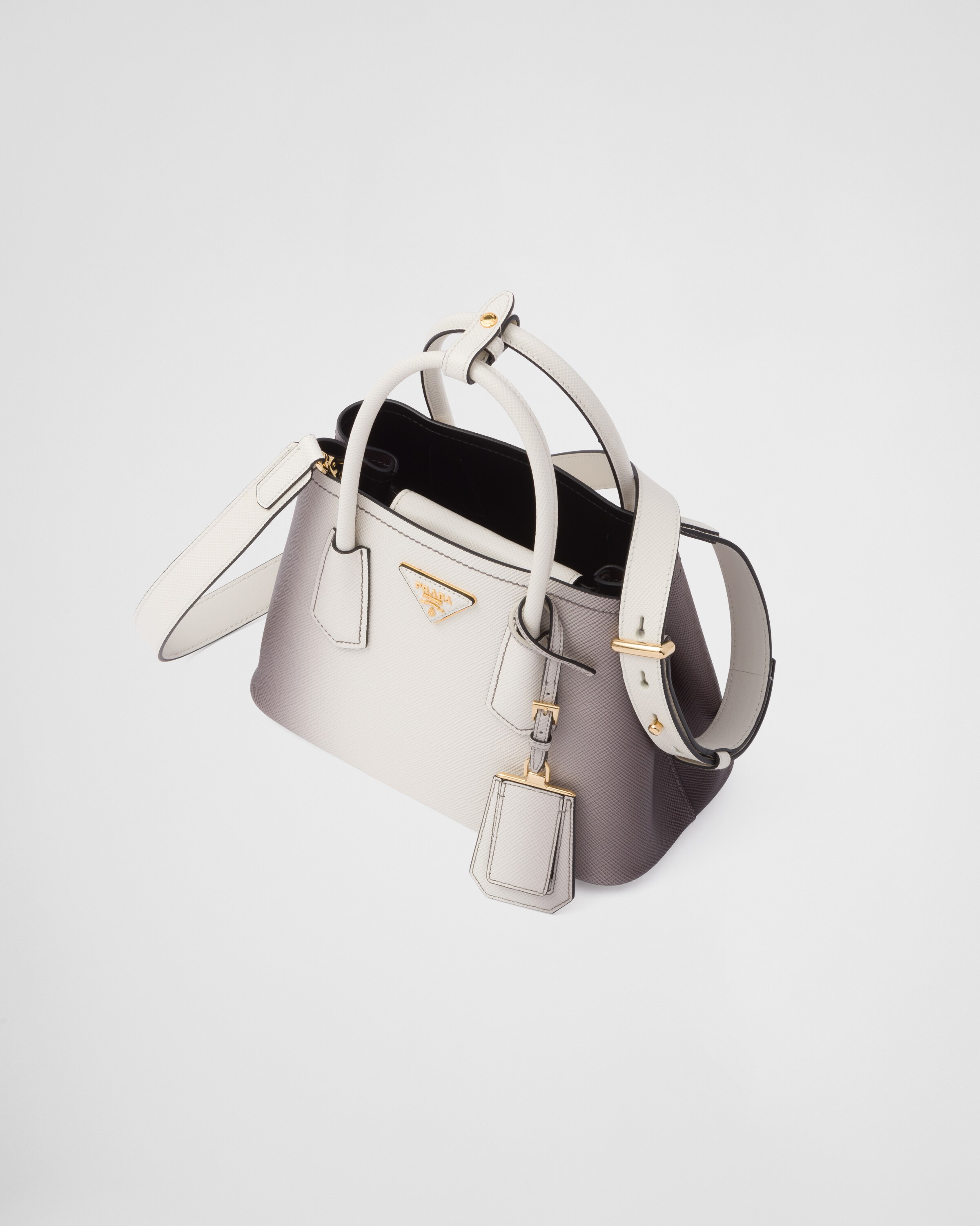 Gradient White Prada Double Saffiano Leather Mini-bag