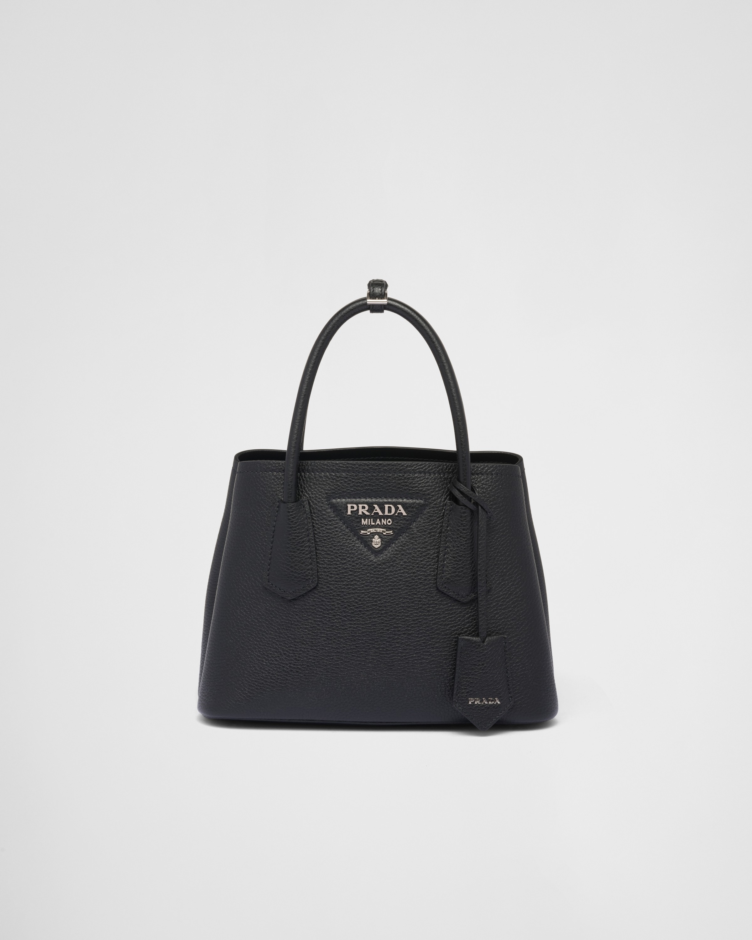 Prada Double Leather Mini-bag In Black