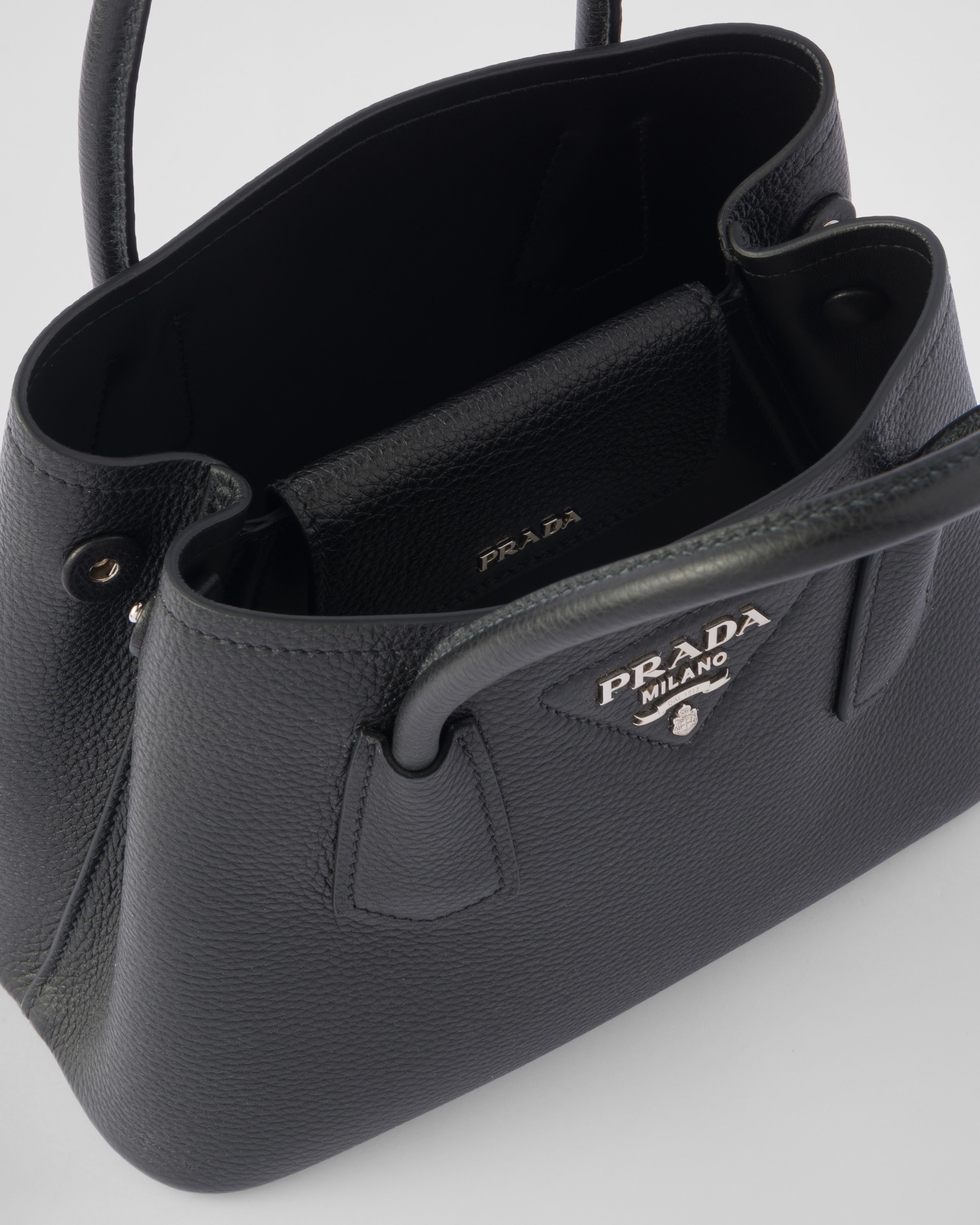 Prada black bag red interior sales