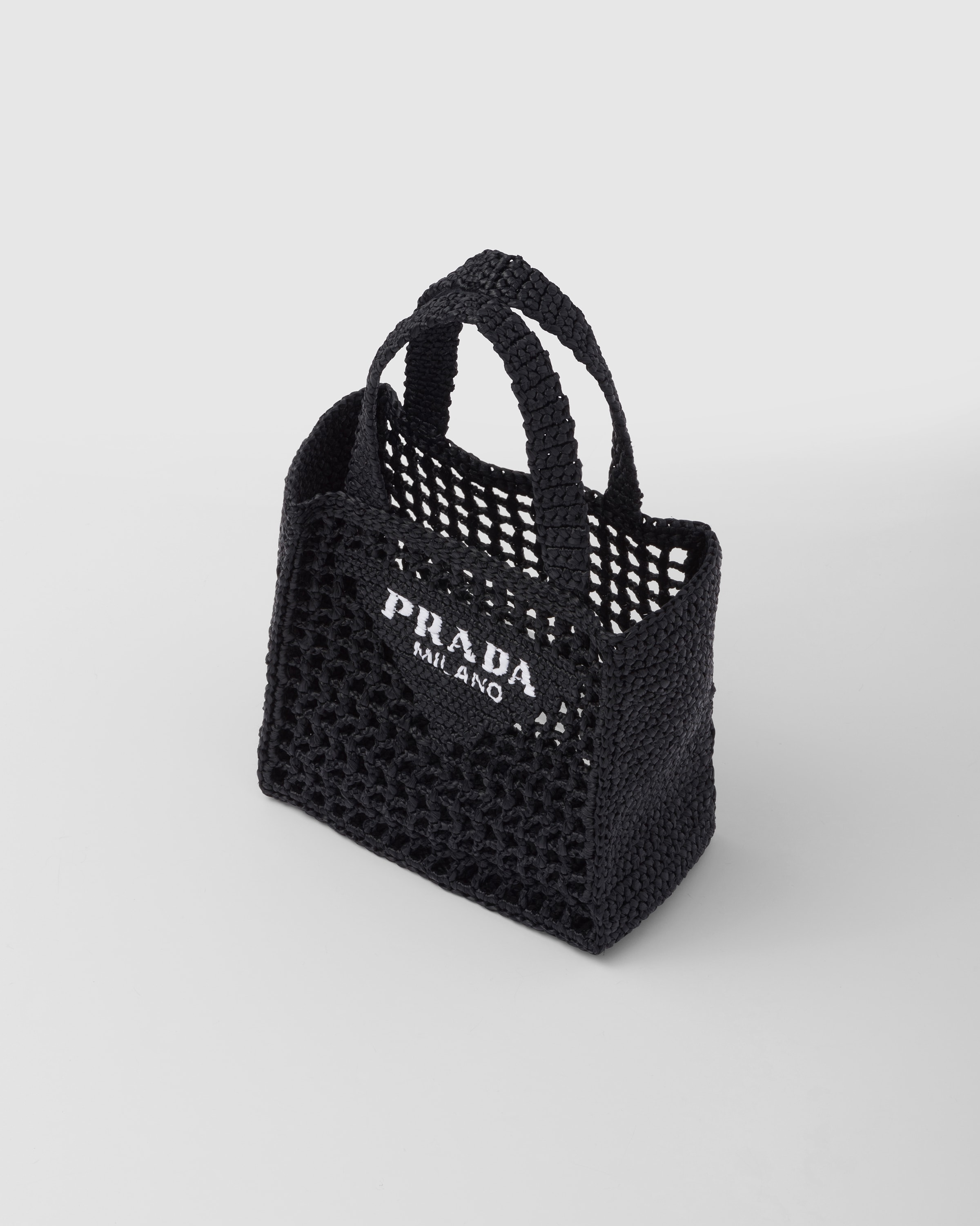 Prada Crochet Tote Bag with Black Logo