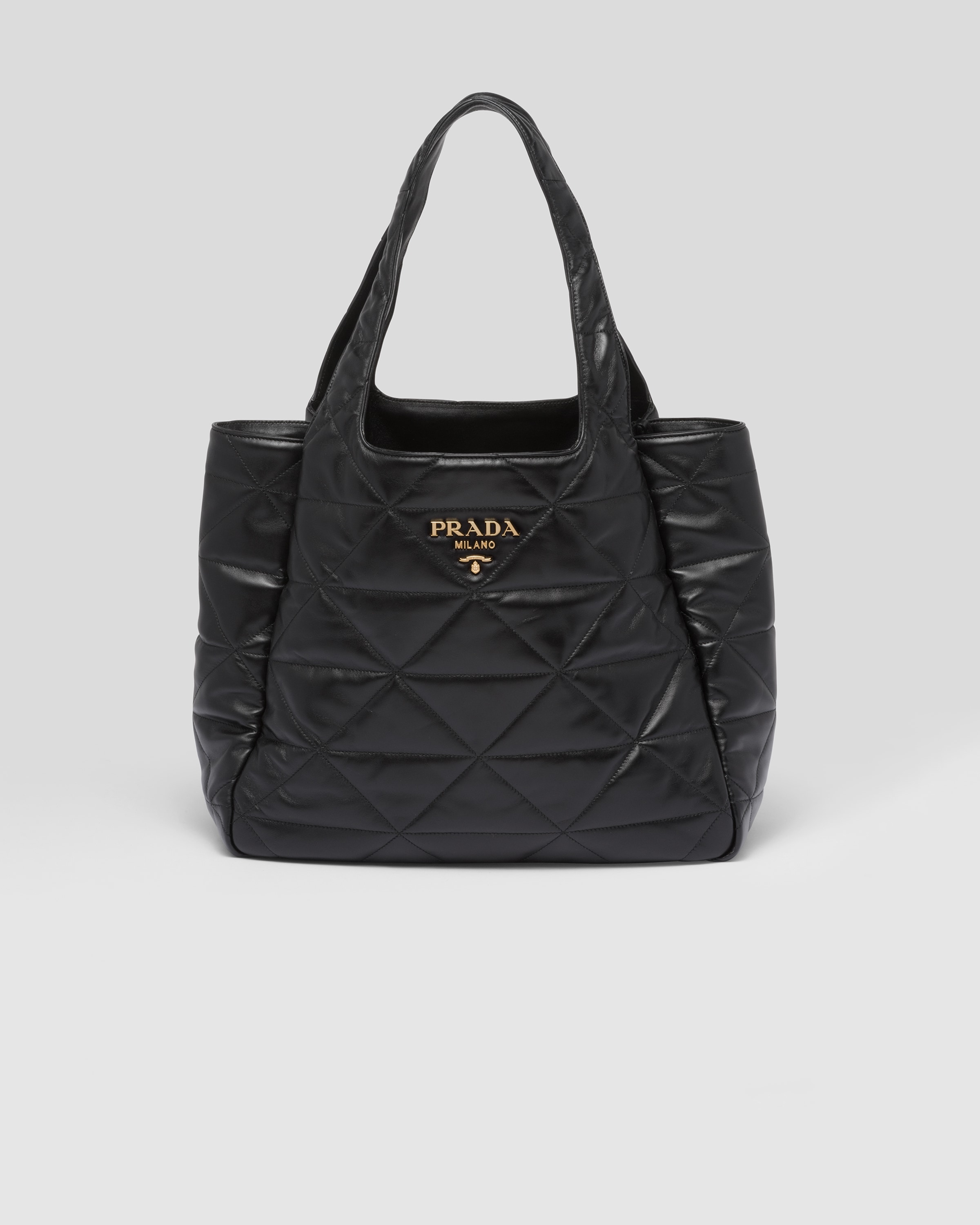 Black Large nappa tote bag with stitching | Prada