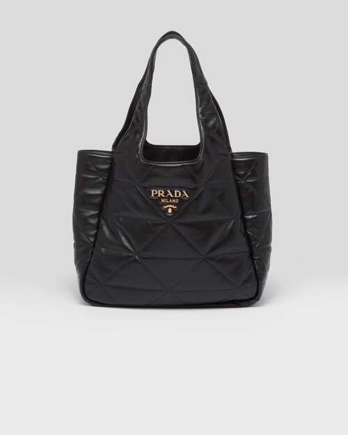 Black Medium nappa-leather tote bag with topstitching | Prada