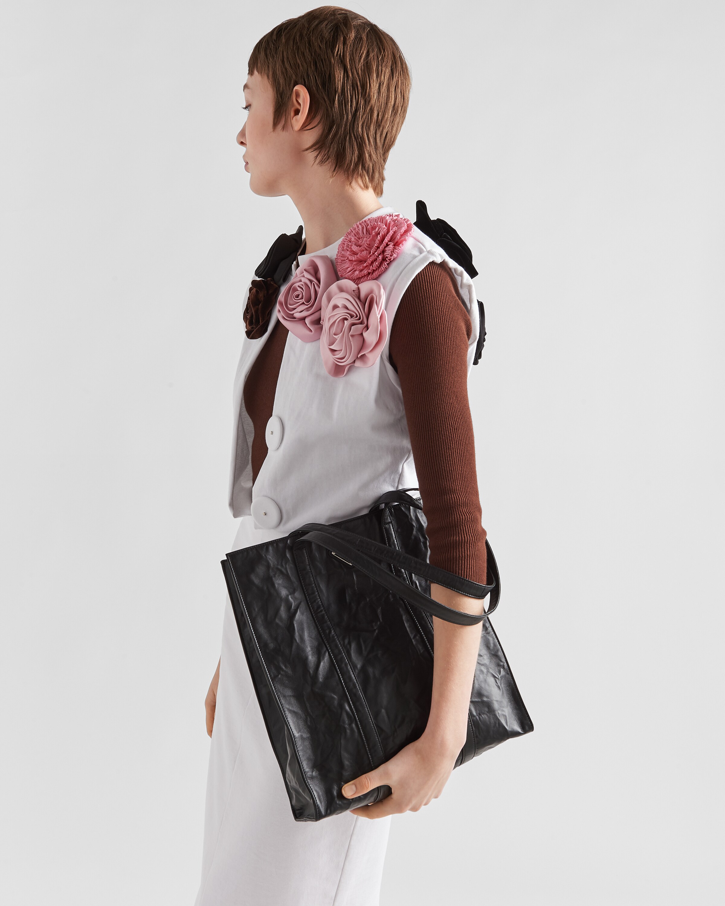 Prada Small antique nappa leather tote 7