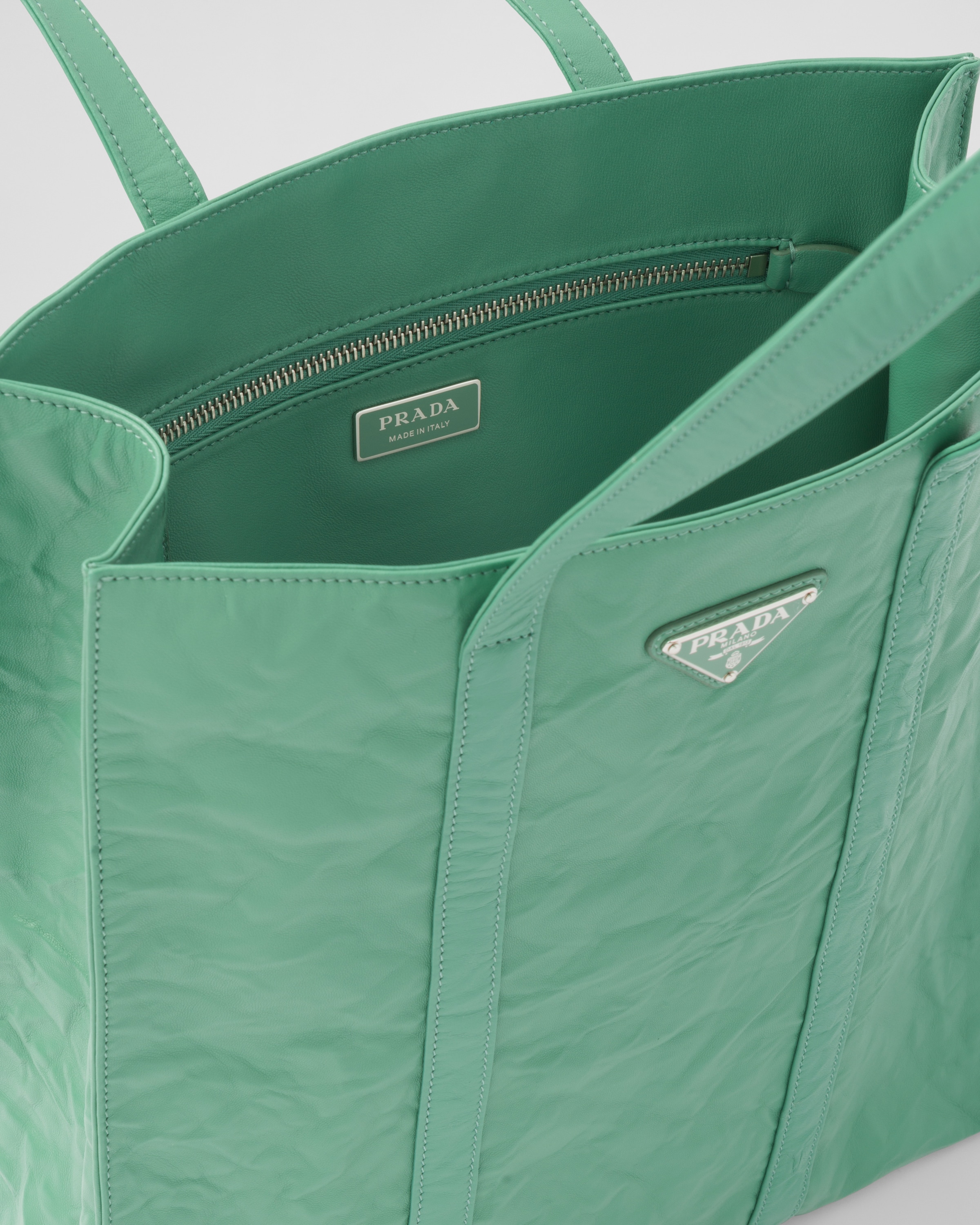 City Tote Bag - Nappa Leather - Midnight Monstera - Olive Velour