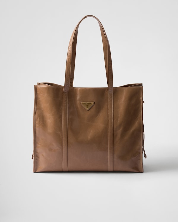 キャメル スモール レザー トートバッグ | PRADA