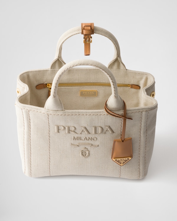 スモール リネンブレンド ハンドバッグ - ナチュラル スモール リネンブレンド ハンドバッグ - ナチュラル