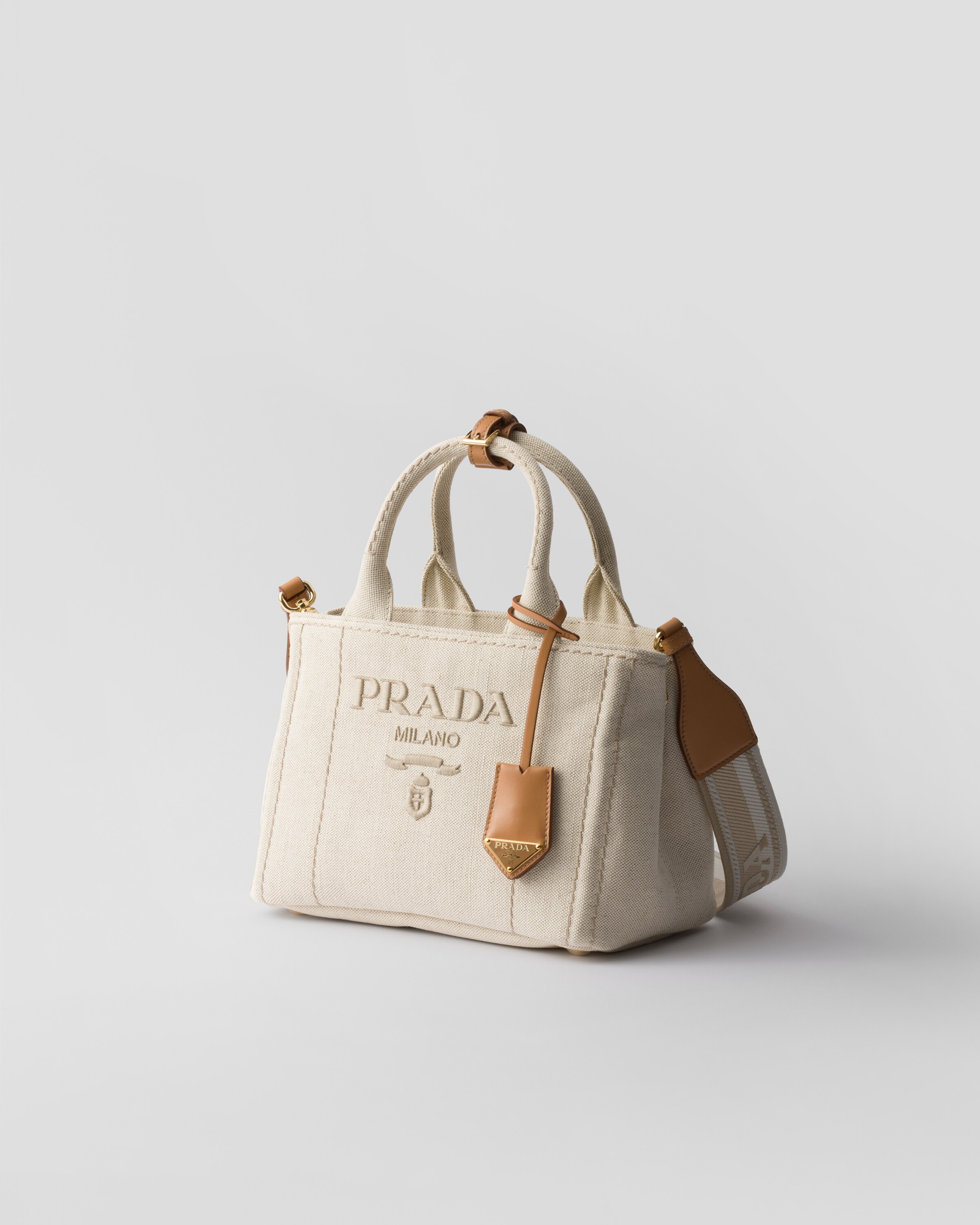 PRADA ♪ リネンブレンドトートバッグ 2VG1312CX9F0018 ナチュラル スモール リネンブレンド ハンドバッグ | PRADA