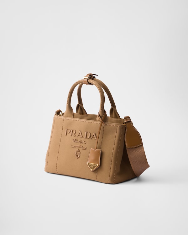 プラダ ジャルディニエール スモール コットンキャンバス ハンドバッグ - タバコ プラダ ジャルディニエール スモール コットンキャンバス ハンドバッグ - タバコ
